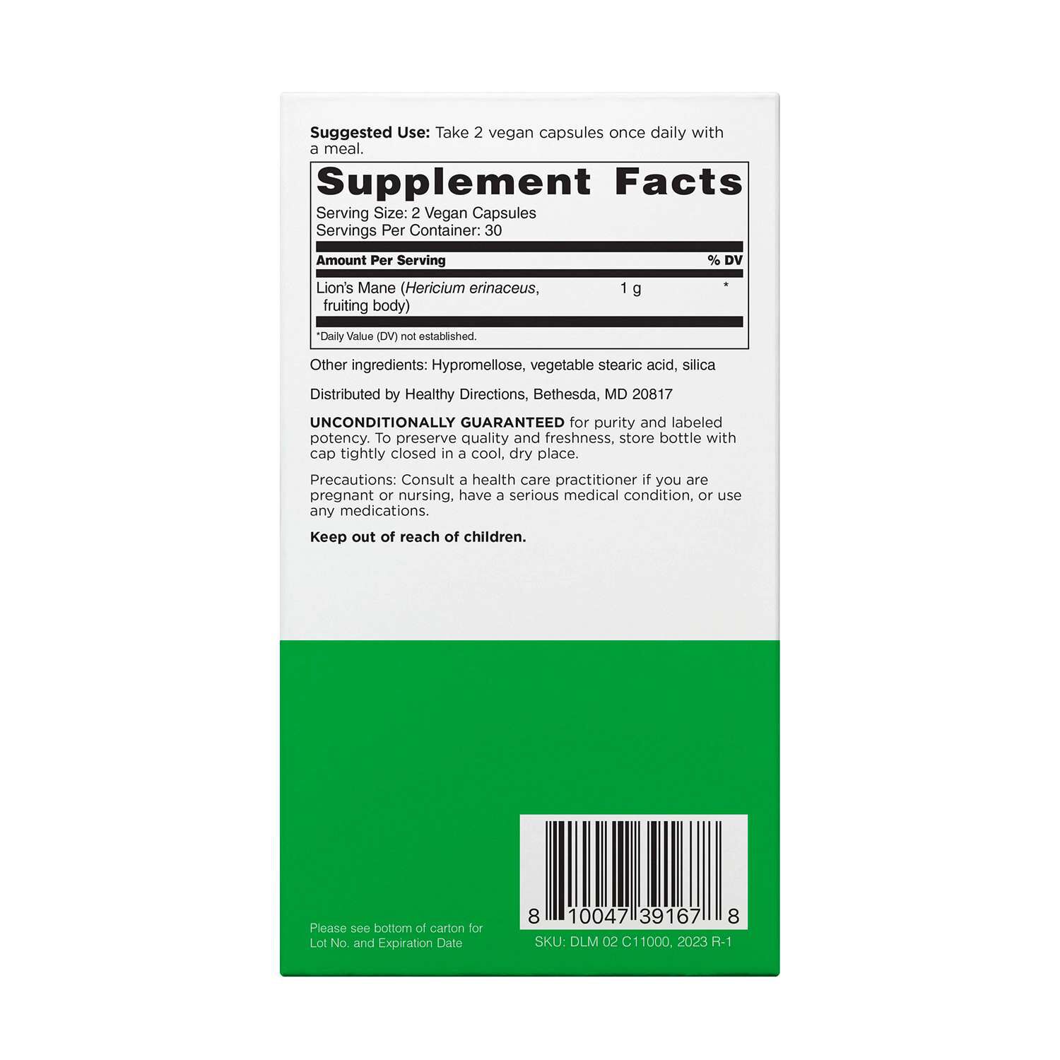 Lion's Mane Mushroom 1000mg - 60 Vegan Capsules (30 Servings)